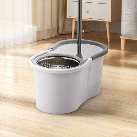 Gray and White Household Lazy Hands-free Mop and Bucket Set (1/5)