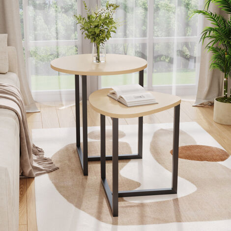 Round and Triangular Nesting Side Table Set