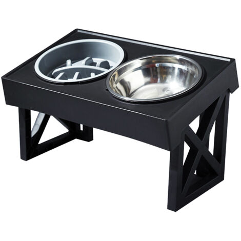 Height Adjustable Elevated Pet Feeder with Two Bowls and Stand (1/5)