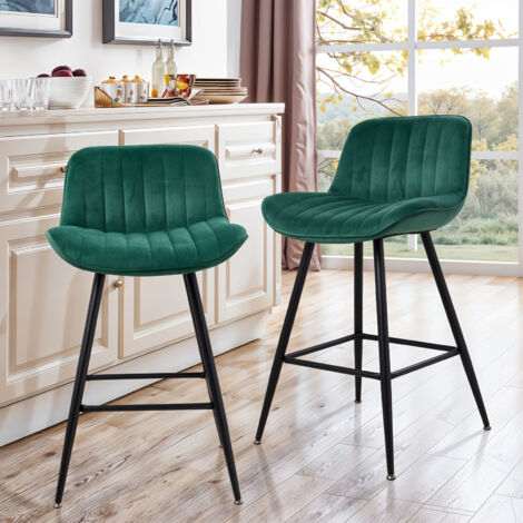 2PCS Flannel Upholstered Bar Stools (1/3)