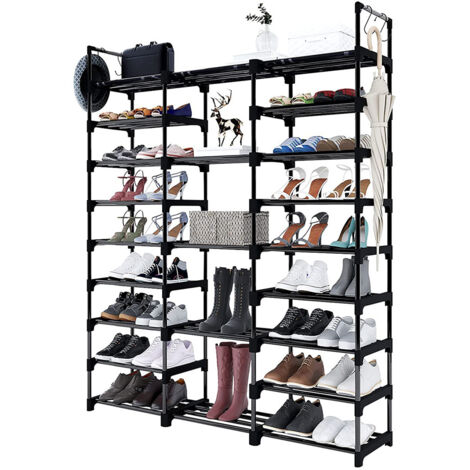 Black Household Simple Large Open Shoe Rack 127cm W x 30cm D x 158cm H