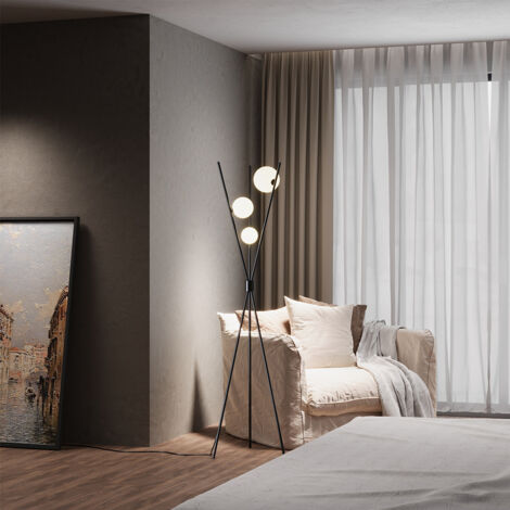 Metal Tripod Standing Floor Lamp with Plastic Lampshade (1/4)