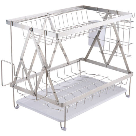2-Tier Dish Drainer with Drying Tray