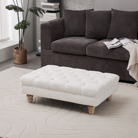 Teddy Fleece Upholstered Footstool (1/3)