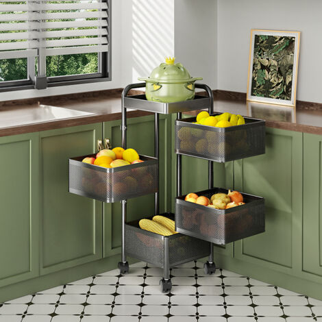 4-Tier Kitchen Storage Rack with Wheels (1/5)