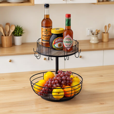 2-Tier Multifunction Rotation Countertop Organizer Storage Rack