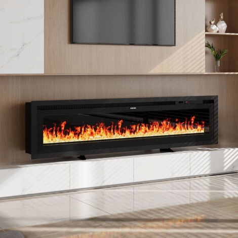 60 Inch Electrical Fireplace with Remote, 12 Vibrant Flame Colours, Adjustable Heating Modes, and Safety Features (1/3)