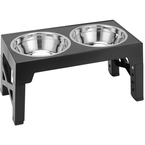 Black Elevated Feeder with 2 Bowls and Stand 43cm W x 23cm D x 31cm H (1/5)