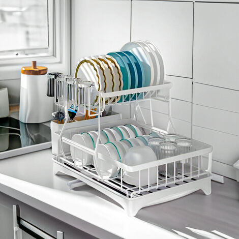 2-Tier Dish Drainer with Drying Tray