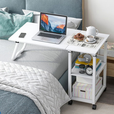 Warm White Simple Bedroom Movable Height Adjustable Computer Desk 95cm(W) ​​x 40cm(D) x 88cm(H) (1/5)