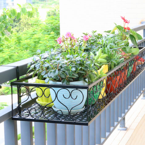 Balcony Window Sill Hanging Railing Flower Pot Rack 60cm W x 20cm D x 12cm H