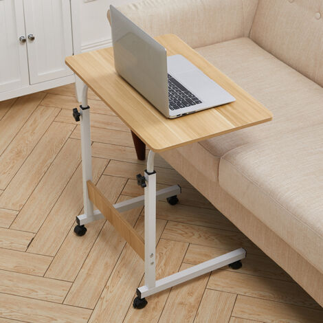 Maple Wood Height Adjustable Mobile Laptop Table 60cm(W) ​​x 40cm(D) x 94cm(H)