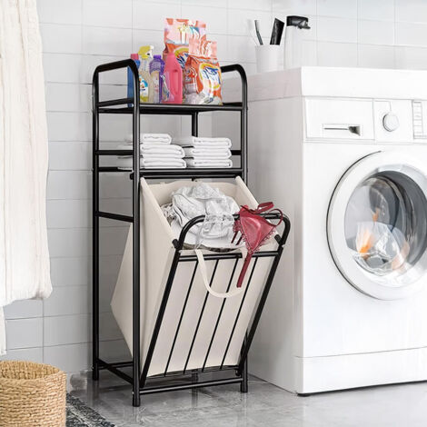 Black Three-tier Tiltable Multifunctional Bathroom Storage Rack 37cm (W) x 35cm (D) x 100cm (H) (1/5)