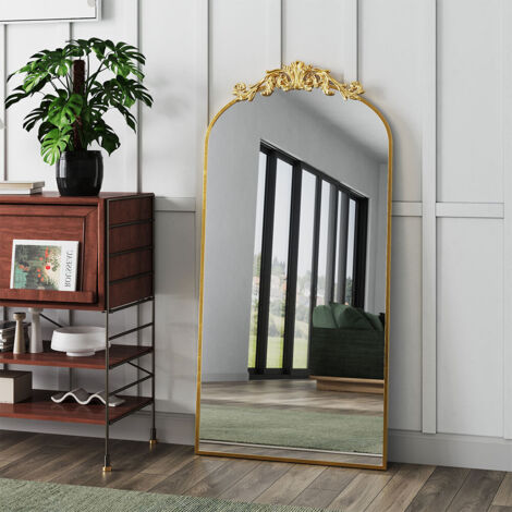 Gold Hollow Carved Antique Decoration Baroque Style Wrought Iron Decorative Mirror 60 cm W x 120 cm D