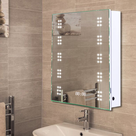 Led Illuminated Bathroom Sensor Mirror, Mirrored Corner Bathroom Cabinet With Shaver Socket