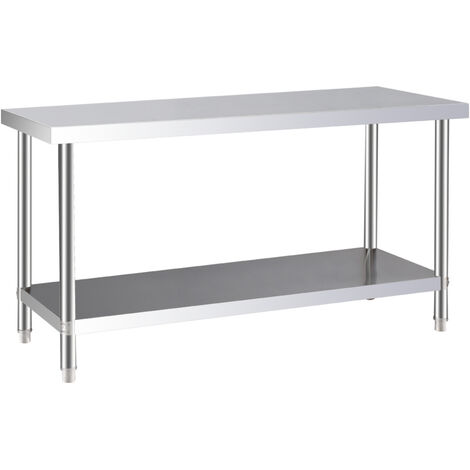 Livingandhome 150CM Kitchen Work Table Steel Frame with Lower Shelf