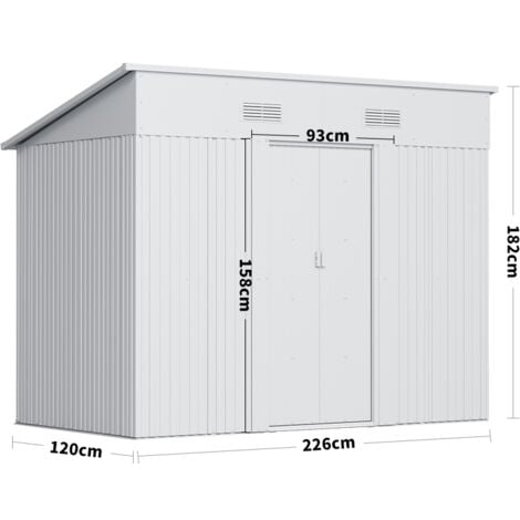 4ft x 8ft Metal Garden Shed Outdoor Tool shed,Dark Grey