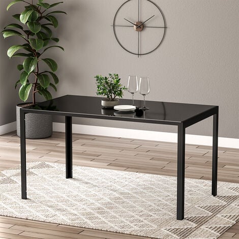 1.4M Black Glass Dining Table