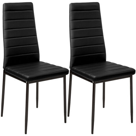 Set Of 2 Pu Leather Padded Seat Metal, Metal Leg Dining Room Chairs