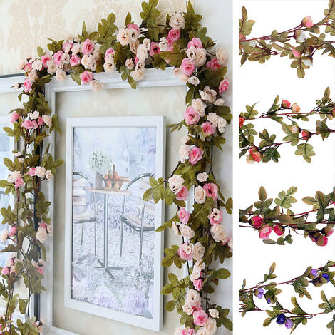 Wisteria/Rose/Eucalyptus Artificial Flowers Vine Garland Wedding Arch  Decoration Fake Roses Flowers Hanging Garland Wall Decor in 2023