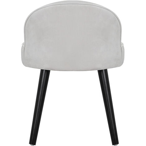 Vintage Velvet Dressing Table Stool Black Wooden Legs,Light Grey
