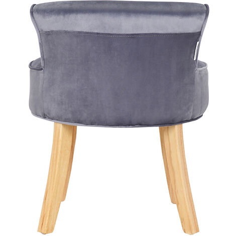Vintage Velvet Buttoned Vanity Stool with Wooden Legs