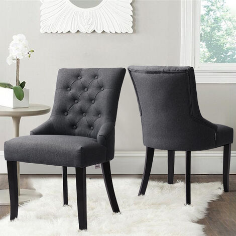 2 Dining Chairs Kitchen Roll Top Scroll, Dining Room Side Chairs Elegant Seating