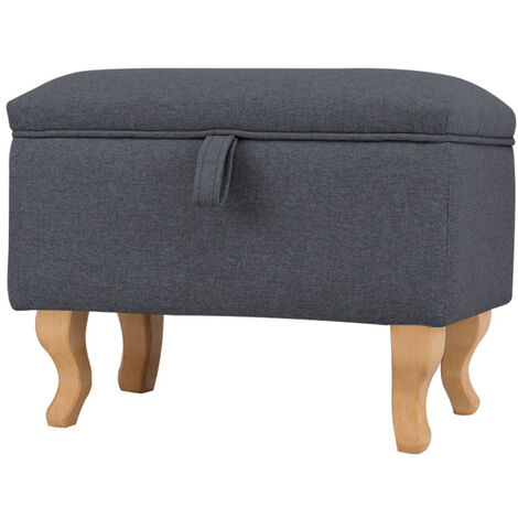 Footstool Ottoman Pouffe Stool Toy Storage Box Bench Chair Window Seat Dark Grey