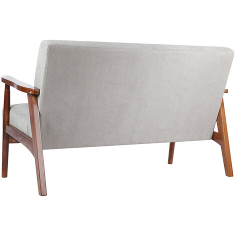 Solid Wood Frame Scandi Linen Armchair Cushioned Mini Sofa