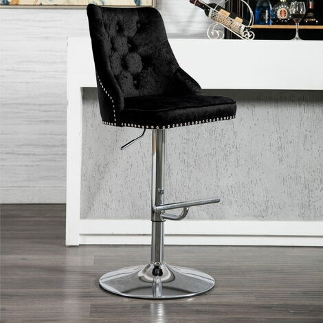 Brown Crushed Velvet 360°Swivel High Adjustable Bar Stools