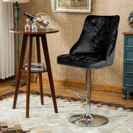 Brown Crushed Velvet 360°Swivel High Adjustable Bar Stools
