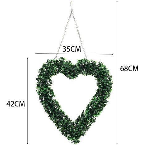 Topiary Heart Wreath Front Door Accessories With Hanging Chain Pukkr