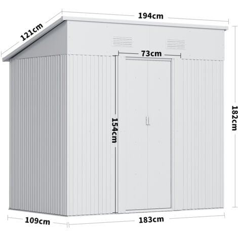 4ft x 6ft Metal Garden Shed Pent Roof Storage Tools House with FREE Base Foundation