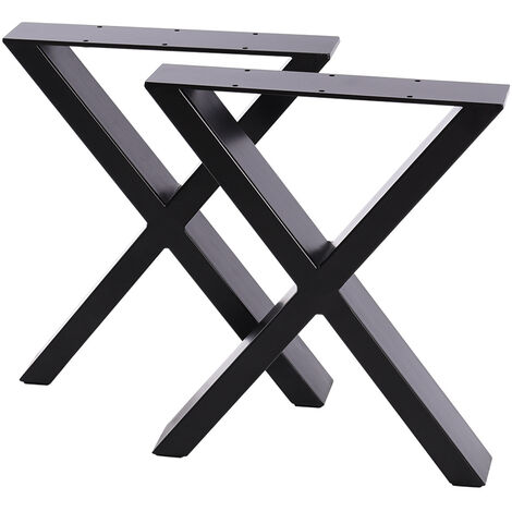 Set of 2 Metal Table Bench Legs Frames X-Shape Steel Base Stands, 35x40CM