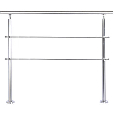 120CM Handrail Stainless Steel Balustrade with 2 Crossbars Stair Rails