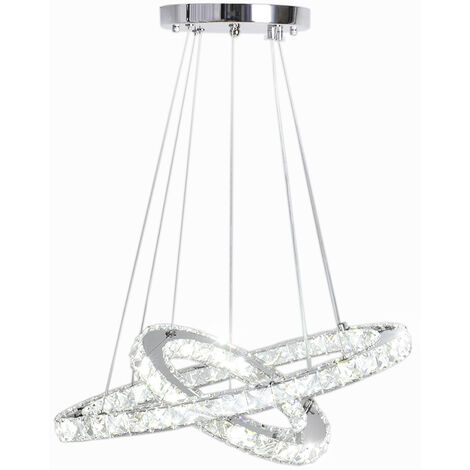 Livingandhome White LED Chandelier Lamp Wire Pendant Crystal Ceiling Lights, 40+60CM