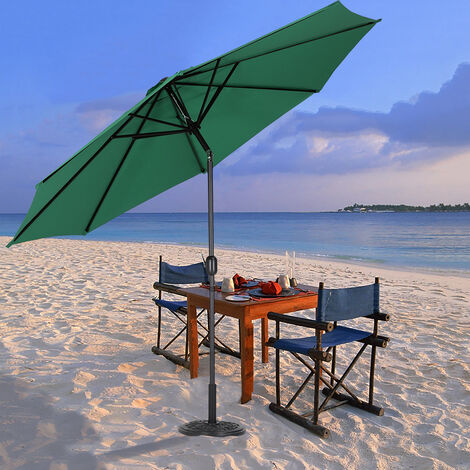 3M Large Round Garden Parasol Outdoor Beach Umbrella Patio Sun Shade Crank Tilt No Base, Dark Green