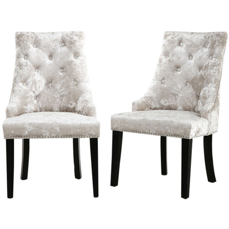 Crushed Velvet Oned Dining Chairs, Crushed Velvet Dining Chairs With Black Legs
