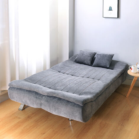 Grey Shell 3 Seater Recliner Sofa Bed with 2 Pillows
