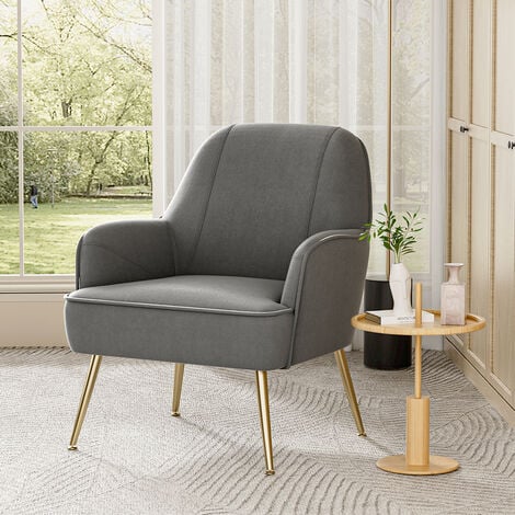 Leisure Velvet Armchair, Light Grey