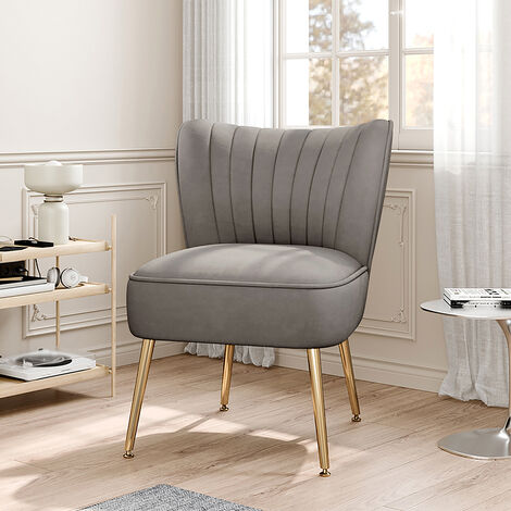 Velvet Cocktail Accent Chair Grey