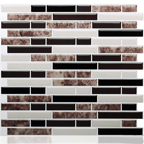 3d Self Adhesive Kitchen Wall Tiles Mosaic Tile Sticker Brown Black