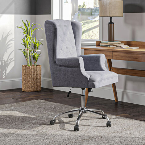 Livingandhome Linen Ergonomic Executive Office Chair High Back Design, Grey