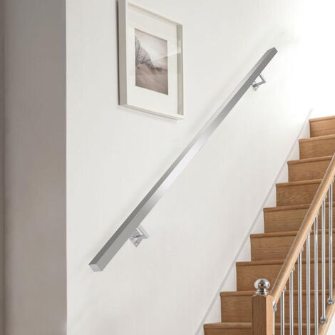 Square Brushed Stainless Steel Bannister Rail Balustrade Stair Handrail, 2M
