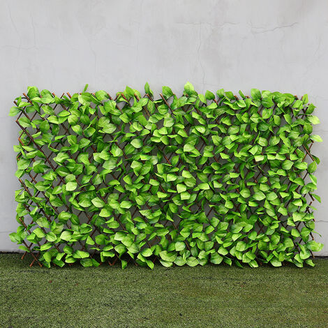Balcony Artificial Apple Leaf Hedge Privacy Screening Fence 90x180cm - Fake Ivy Wall Home Bargains