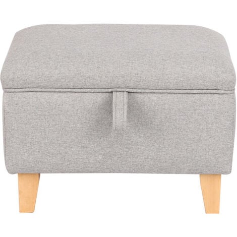 49CM Linen Storage Organizer Ottoman Footstool, Light Grey
