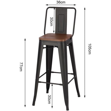 Set of 4 Metal Frame Vintage High Bar Stool