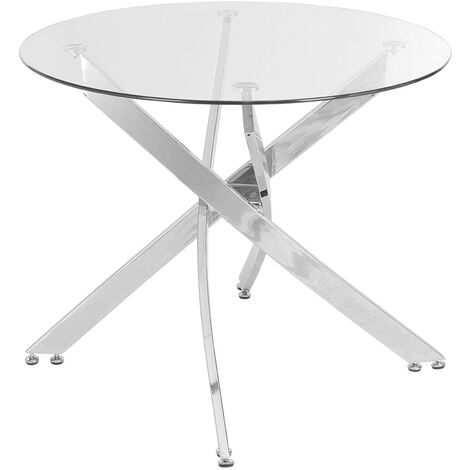 Modern Round Glass Coffee Table with Metal Frame
