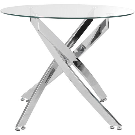 Modern Round Glass Coffee Table with Metal Frame