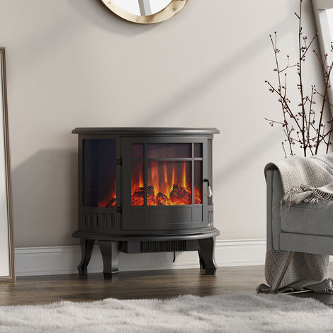 Livingandhome 1800W Metal Electric Fireplace Heater Fire Flame